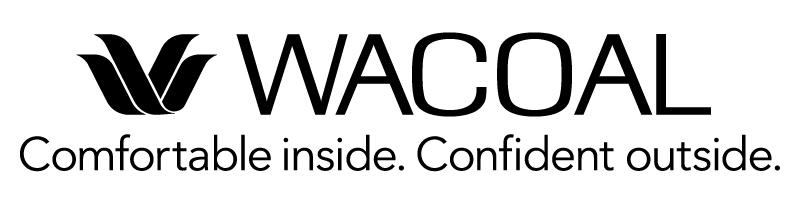 Wacoal logo with black text and abstract design. Tagline reads: “Comfortable inside. Confident outside.” Inspired by the excitement of a celebrity football match.