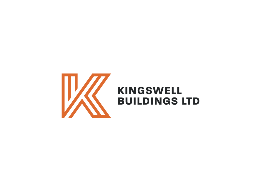 Logo with an orange geometric K on the left and the text KINGSWELL BUILDINGS LTD in bold black letters on the right, set against a plain white background, inspired by the energy of a Celebrity football Match.